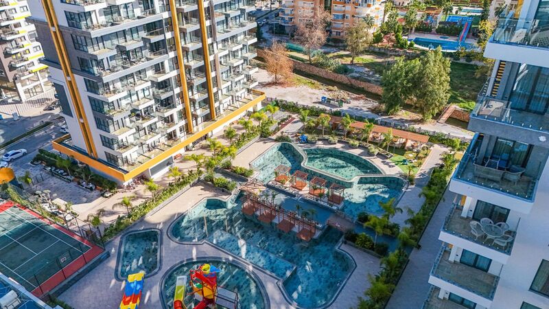 Апартаменты 2+1 с панорамным видом на море в комплексе Cebeci Tower, Махмутлар, Алания - Фото 1