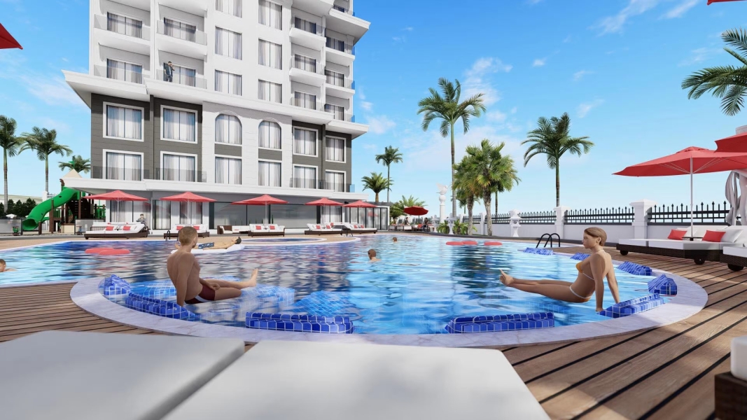 Видовая квартира 1+1 в комплексе Travok Tower в Махмутларе, Алания - Фото 19