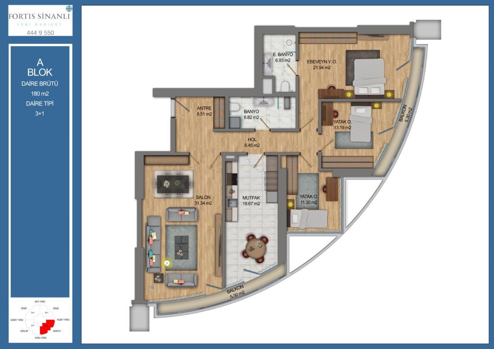 Квартира в Стамбуле в новом комплексе Fortis Sinanli в районе Кадыкёй - Фото 25